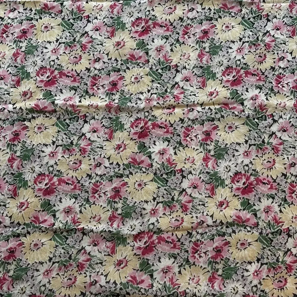 Vintage Club 7 ECHO sheer silk square scarf multicolor floral cottage romantic